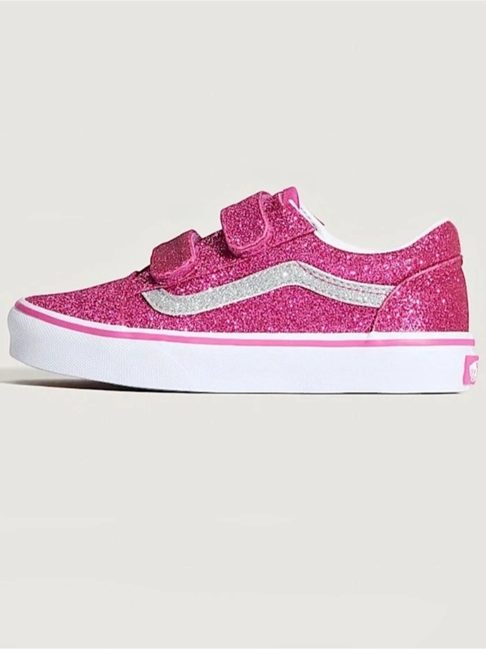 Vans Glitter Old Skool V Pink Silver Sneakers Pink & White brand new in box